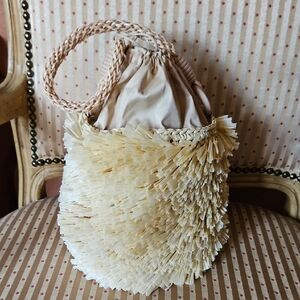 Caterina Bertini Straw-Like Mini Bucket Bag with Drawstring